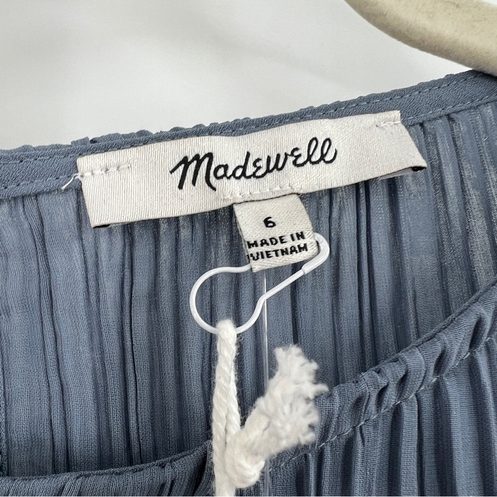 Madewell NWT Plissé Mini Tee Dress in Teapot Blue size 6 - Picture 6 of 9